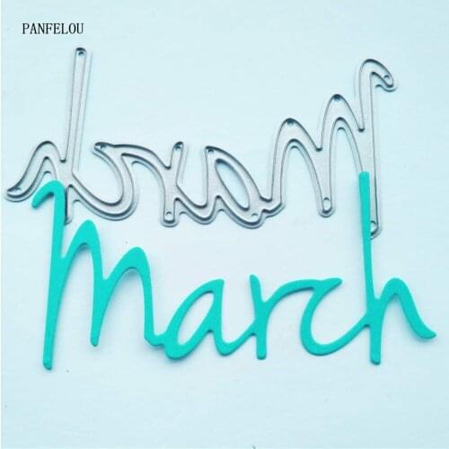 PANFELOU Words in March paper die cutting dies metal craft Scrapbooking/DIY Easter wedding Embossing mould cards