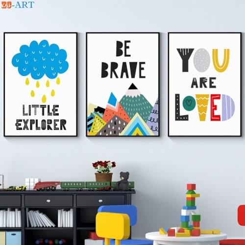 Cartoon Canvas Painting Nursery Wall Art Rain Cloud Print Inspiration Quote Poster Scandinavian Boys Bedroom Decorative Pictures