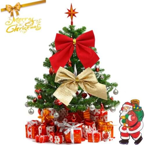 2022 Merry Christmas Decorations Red Gold Silver Butterfly Bow Hanging Christmas Tree ornaments New Year Wedding Decoration Gift