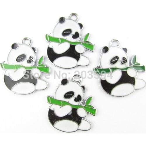 AE127 20pcs Mixed Enamel Alloy Panda Charms Pendants DIY Jewelry Findings 29x23mm
