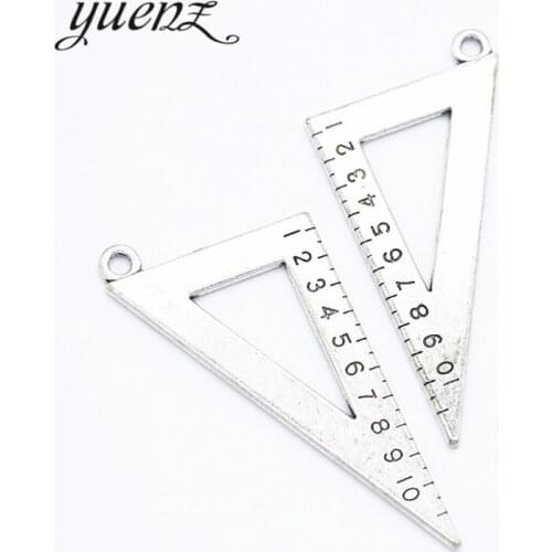 YuenZ 4pcs Antique silver color alloy Metal Triangle ruler pendant Charms for Jewelry Making Diy Handmade Jewelry 50*26mm J395