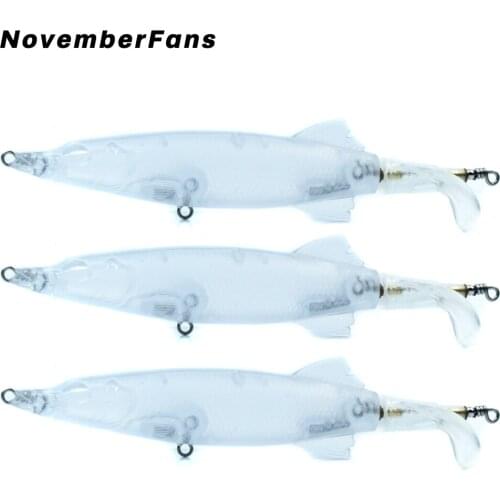 NovemberFans 5pcs/lot Blank Topwater Pike Lure 12.5cm 13.5g Unpainted Wobbler Bait Transparent Body Fishing Lure