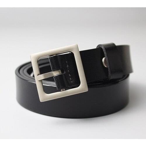 Womens square buckle belt womens style leather decoration cowhide versatile Jeans Belt womens black 2021 NEW