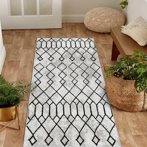 Grey black color black shape quadrangle ethnic patterned carpet modern carpet living room carpet free shipping soft textured