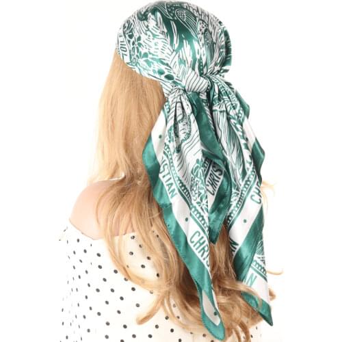 Silk Scarf Women Shawl Soft and Shiny Satin Hijab Female Bandana Luxury Brand 90cm Square Shaped Handkerchief Head/Hair Scarves