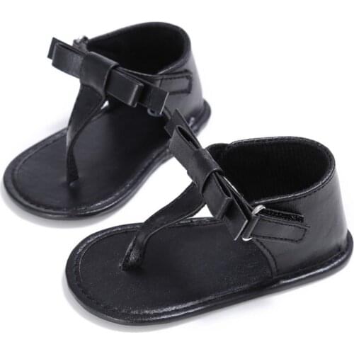 Fashion Summer Baby Kids Girls PU Leather Bowknot Flip-flops Prewalker Infants Baby Footwear Crib Shoes