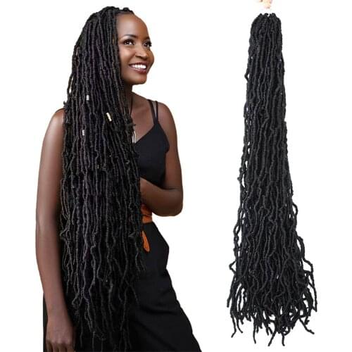 Natifah Nu Locs Crochet Braids Curly Hair 36 Inches Faux Locs Extensions Synthetic Soft Goddess Crochet Braiding Hair For Women