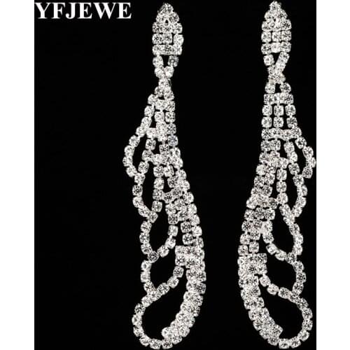 YFJEWE Fashion Wedding party Gift Accessories Jewelry Female Crystal Long Earrings Bridal Large Drop Earrings for Women E399
