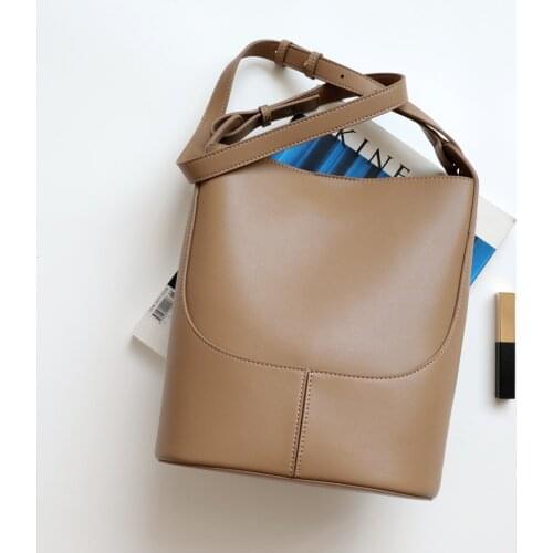 Womens bag bag womens Cow leather one-shoulder bucket bag large capacity messenger tote bag Shopper Female bag Handbags