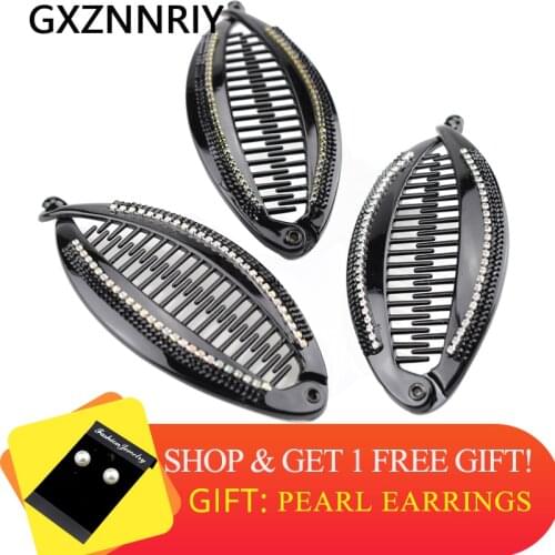 Black Hair Accessories for Women Rhinestone Barrettes Fish Clips Hairpins Hairclip Korean Fashion Claw Clip Girls Headwaer Gift