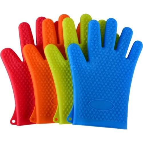 1Pcs Heat Resistant Silicone Glove Cooking Baking BBQ Oven Pot Anti-scalding Holder Mitt Kitchen Red Hot Search