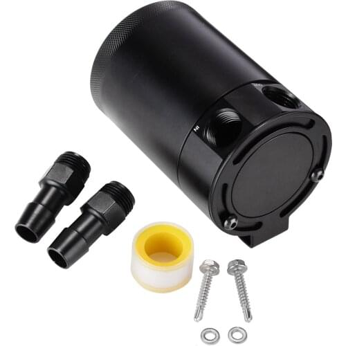 1pc Baffled 2-Port 3/8" NPT Oil Catch Can Reservoir Tank Oil Catch Can Two Hole Breathable Kettle Fuel Tank Accessory