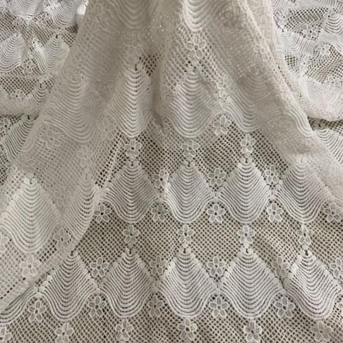 1Yard Nigerian Lace Fabrics For Wedding Dress High Quality White African Cord Lace Fabrics French Guipure Lace Sewing Material