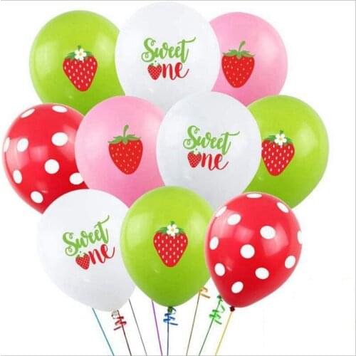 16PCS Strawberry ThemeSummer Sweet Party Baby Birthday Party LatexBalloon Set Decoration Props