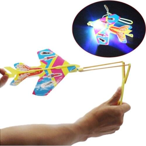 2pcs Flash Ejection Cyclotron Light Plane Glowing Slingshot Aircraft For Children Gift Flying Airplane Toys