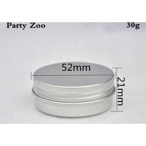 200 X Silver Aluminum Cream Jar Screw Lid 30ml Empty Cosmetic Aluminum Tin Container 21x52mm Wholesale