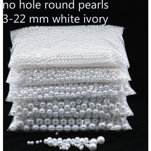 3-20 mm Acrylic Round White Ivory No Hole Imitation Pearl Loose Beads Jewelry DIY Crafts Clothes Headwear Shoes Bags Hats Decor