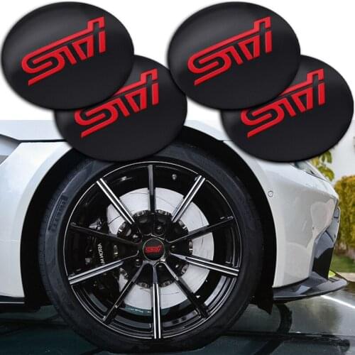 Car Styling 4Pcs 56mm Sticker Wheel Center Hub Caps STI Emblem Logo Decal For SUBARU LEGACY Forester Outback Impreza Accessories