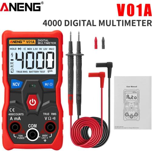 ANEG V01A Digital Professional Multimeter Automatic True-RMS Intelligent NCV 4000 Counts AC/DC Voltage Current Ohm Test Tool