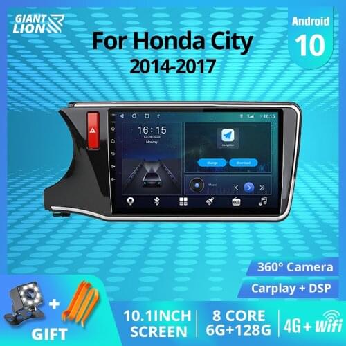 Tiebro 2DIN Android10.0 Car Radio For Honda City Grace LHD 2014-2017 GPS Navigation Autoradio 8CORE 6G+128G Bluetooth Player IGO