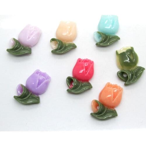 50Pcs 20x14mm Mixed Resin Flower Decoration Crafts Kawaii Bead Flatback Cabochon Fridge Magnet Scrapbook DIY Accessories Buttons