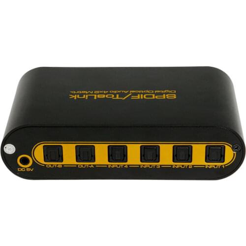 Digital Optical Audio True Matrix 4x2 Switcher Switch Splitter 4 In 2 Out Video Converter Remote Control