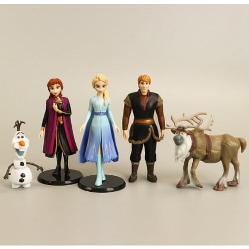 Disney 5pcs/set princess frozen 2 elsa Action Toy Figures Girl Cake Decorations Set Cartoon gift Toys
