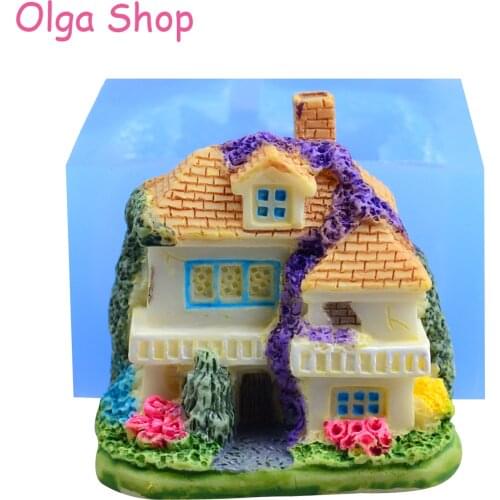 FYL708 House Fairy House Silicone Mold Cake Decorating Tool Fondant Chocolate Candy Resin Polymer Clay Homemade Candle Candy