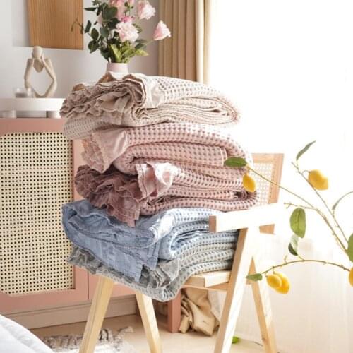 Korean Style Cotton Solid Color Leisure Blanket Bedroom Bed Blanket Sofa Nap Summer Office Air Conditioning Blanket Towel Quilt