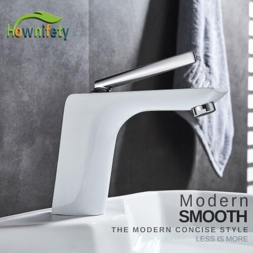 Chrome Matching White Modern Basin Faucet Hot Cold Mixer Deck mount Bathroom Sink Tap Single Handle Faucets Free Shipping crane