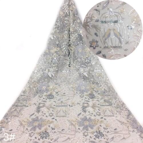 Exquisite multi-color bird totem sequin embroidery, French tulle lace, suitable for fashionable ladies party dresses