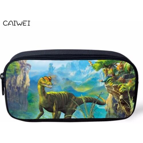 Men Cosmetic Bags Cool Makeup Pouch Bag 3D Animals Dinosaur Printed Student Stationery Boys Pencil Bag School Office Supplies