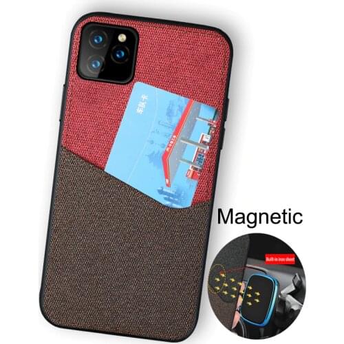 Fabric stitch Magnetic case For Iphone 11 pro max card slot shockproof back cover For iphone 12 case xr xs max 7 8 coque fundas