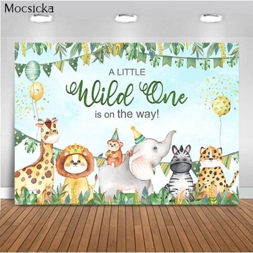 Mocsicka Birthday Party Background Jungle Wild Animals Decoration Style Child Portrait Photo Background Photography Studio