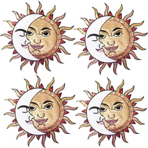 Cartoon Sun Moon Iron-On Patches For Clothing Cloth Sticker Clothes Pants DIY Decoration Patch Clothing Accessories Patches