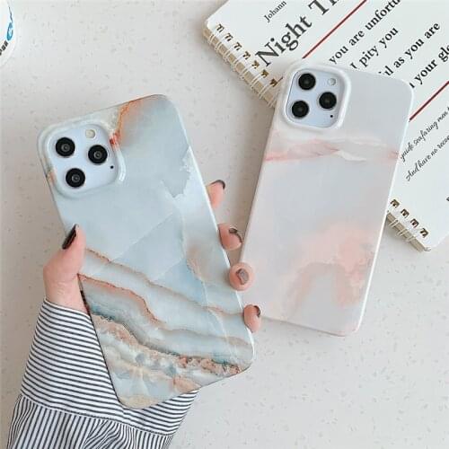 Jade Marble Texture Phone Case For iPhone 12 11 Pro Max 7 8 Plus X XR XS Max 11 12 Pro 12 Soft IMD Shockproof Bumper Back Cover