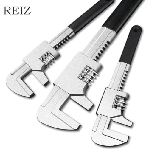 REIZ Adjustable Wrench Set 9"/11"/15" Large Opening Universal Water Pipe Wrench Carbon Steel Heavy Duty Plumbing Repair Tool
