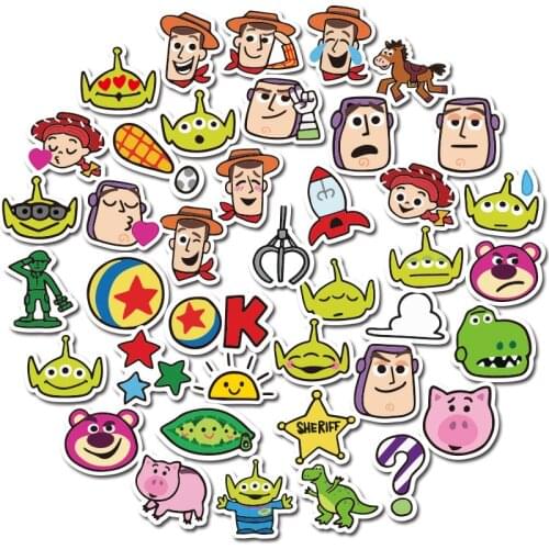 40PCs Toy Story Graffiti Stickers Non-Repeating Hand Account Stickers Childrens Cool Mobile Computer Disney Stickers