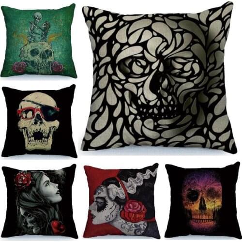 Halloween Cushion Cover Skull Printing Throw Pillow Cover Home Decoration Car Sofa Decorative Pillowcase almofadas decorativos