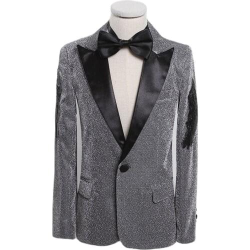 New Gray Childrens Suits Shinning Fabric Child Blazers Fit Boy Clothes for wedding Party Dress Kids Suit Custom Made 2021