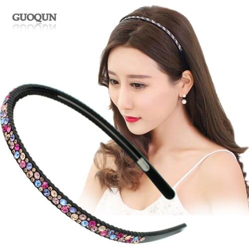 Retro Hair Bands - Headband - Rhinestone Hair Jewelry for Women Lady Acetate Hair Accessory Ornament Tiara for Braids Wear Party