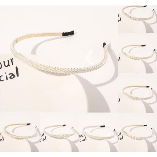 Female Sweet Fairy Thin Pearl Headbands Elegant Full Pearls Hairbands Hair Hoop Head Hoop Fashion Solid Hair Accessories