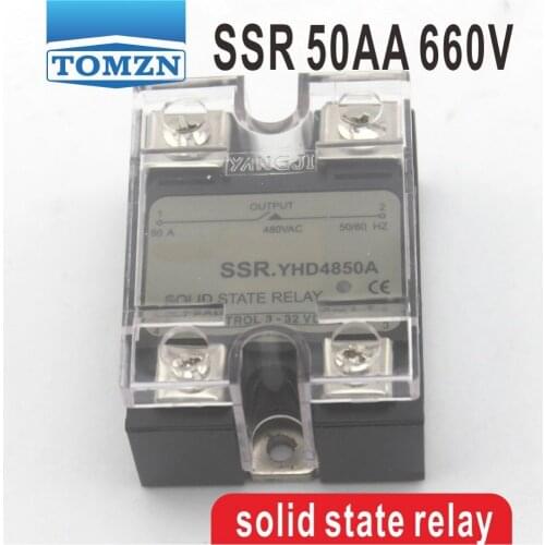 50AA SSR input 90-250V AC load 48-660V AC High voltage single phase AC solid state relay