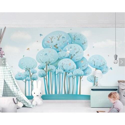 Custom children wallpaper,Forest rabbit birdie,3D cartoon murals for childrens rooms park backdrop waterproof wallpaper