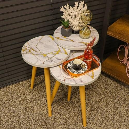 Porsima pcs set Marble Patterned Zigon Coffee Table White coffee table medium coffee table modern coffee table