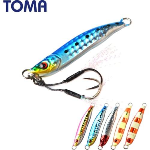 TOMA Slow Fall Luminous Metal Jig Lead Fish 20g 40g Concave Body Cast Shore Jigging Artificial Bass Bait Fishing Tackle