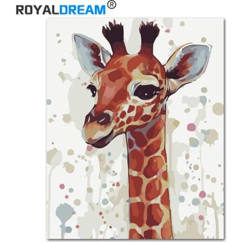ROYALDREAM Giraffe Animals DIY Digital Painting By Numbers Modern Wall Art Picture For Home Wall Artwork
