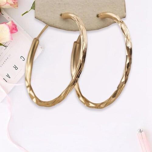 Gold Color Earrings Big Round Hoop Earrings for Women Circle Woman Ear Studs Jewelry Earring