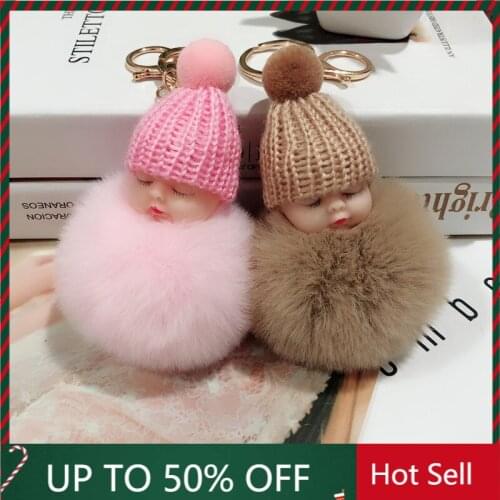 Sleeping Cute Doll Hair Ball Pendant Cute Plush Doll Key Chain Ladies Bag Pendant Car Ornaments Genshin Mpact Anime Keychain