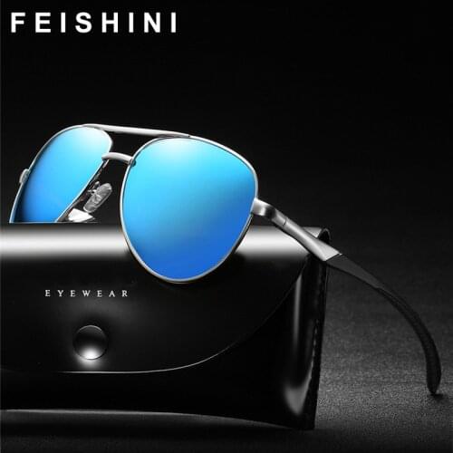 FEISHINI Elastic Support Pilot Sunglasses Men Polarized UV400 Nanometer Alloy Electroplating Retro Sunglass Man Visor Summer